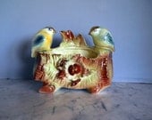 1950s CERAMIC PLANTER (Two Birds On A Log)