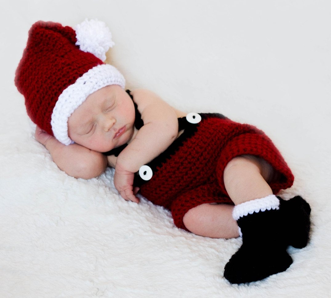 Christmas CROCHET PATTERN Baby Santa Set Photography Prop BOTH Boy and Girl