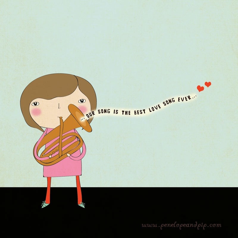 Art Print, Girl, Love, Romantic, Anniversary, Wedding, Original illustration from Penelope and Pip,