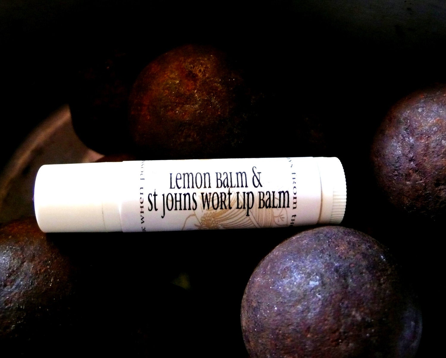 fresh harvest st johns wort and lemon balm lip balm. organic when possible. always from the earth