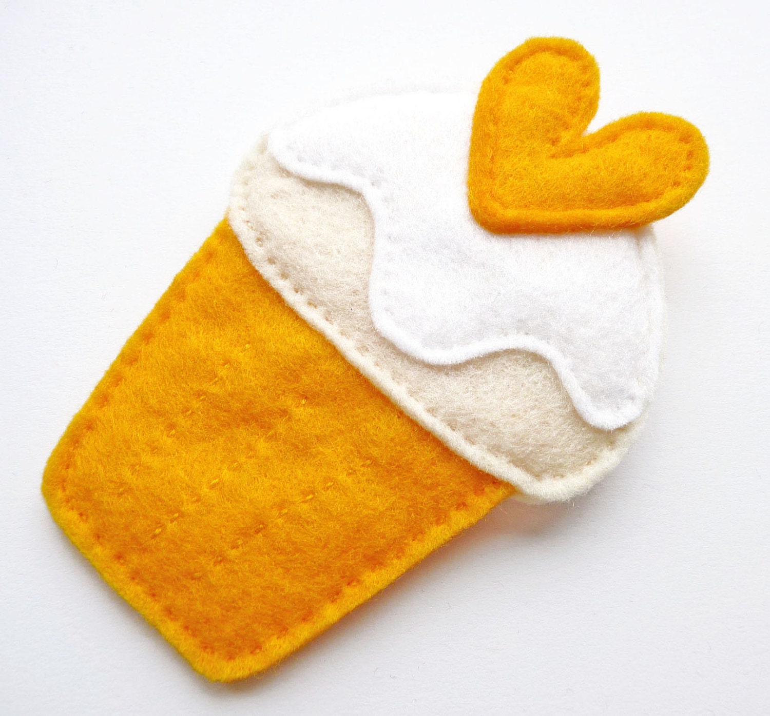 Yellow Felt Cupcake Brooch (Lemon) with Heart Detail  - Mother's Day Gift Idea / Accessory for Her