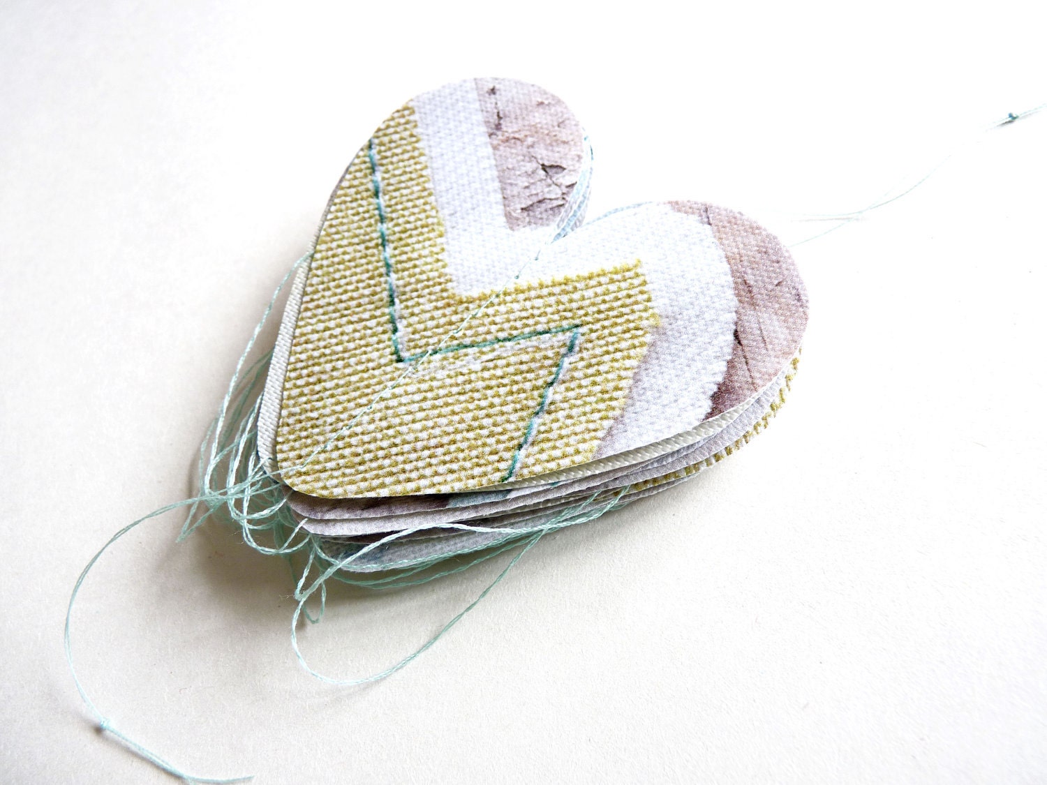 Recycled Heart Garland Decoration - Beach / Seaside Theme Recycled Canvas Wedding Decor / Photo Booth Prop / Wall Hanging