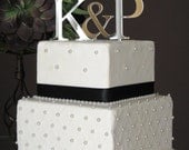 Small Silver Two Initials Cake Topper