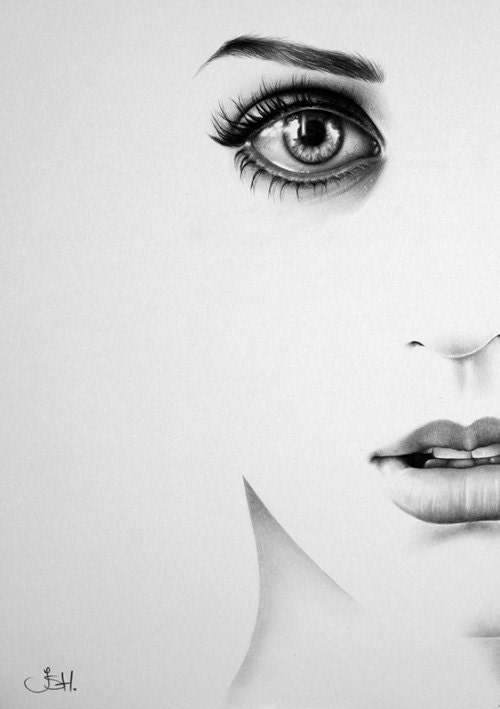 Katy Perry Minimalism Half Series Original Pencil Drawing Fine Art Portrait SALE