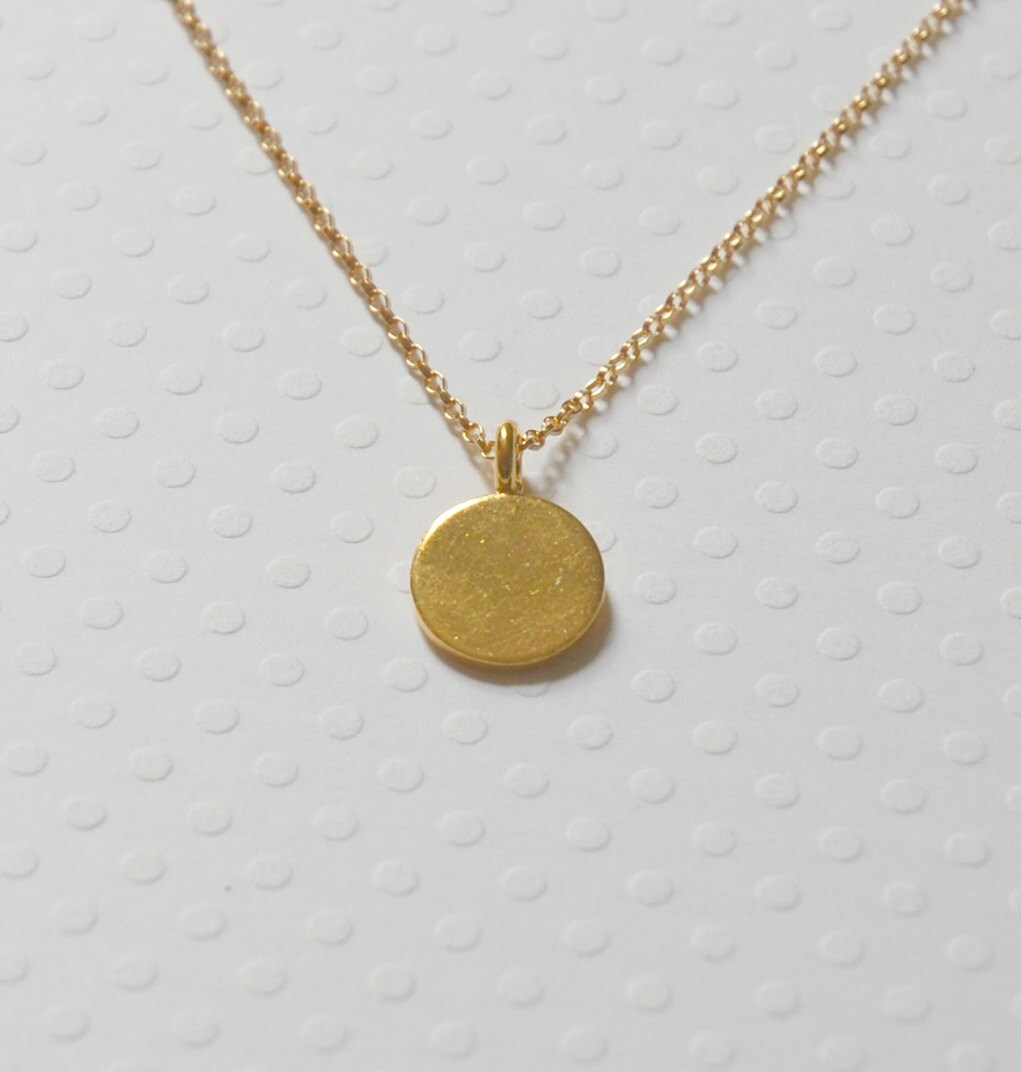 Gold pendant necklace small round gold vermeil by littleglamour