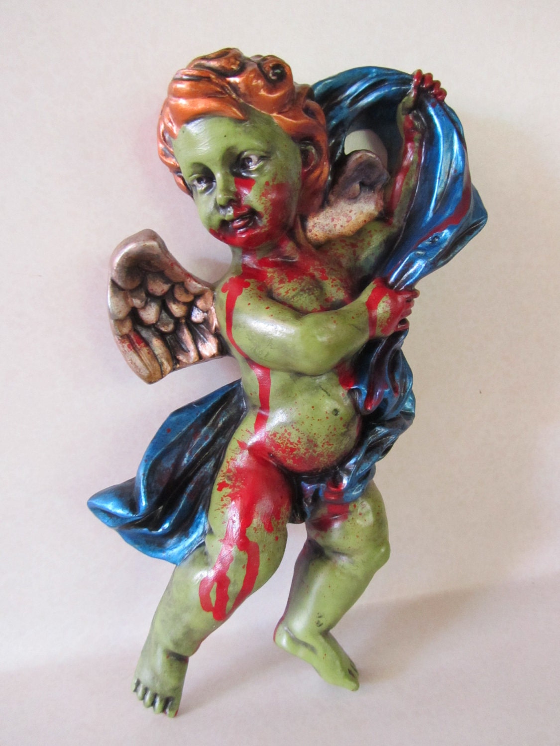 Re purposed Zombie Cherub Angel wall hanging