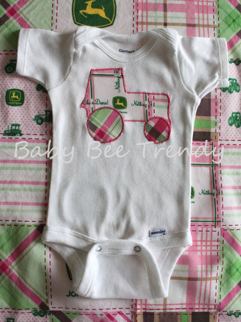 Made to Order... John Deere PINK Tractor Onesie, Shortsleeve Longsleeve and Sleeveless - Newborn 3m 6m 9m 12m 18m 24m