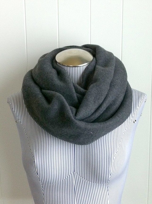 Unisex Charcoal Gray Fleece Infinity Scarf