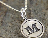 Letter M  Necklace - Sterling Silver Initial Typewriter Key Charm Necklace - Gwen Delicious Jewelry Design