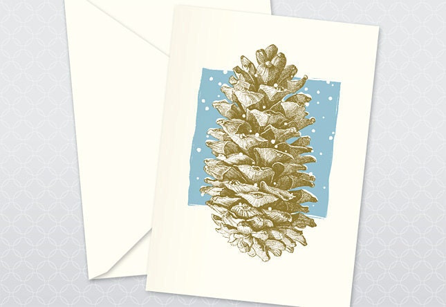 Snowy Pinecone - Letterpress Holiday Cards (set of 8)