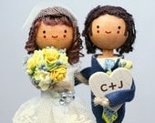 Custom Wedding Cake Topper with 2x DIMENSIONAL HAIR and VALENTINE