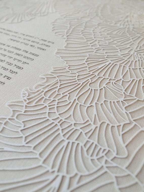 Papercut Ketubah - Ruffles (on bookcloth paper)