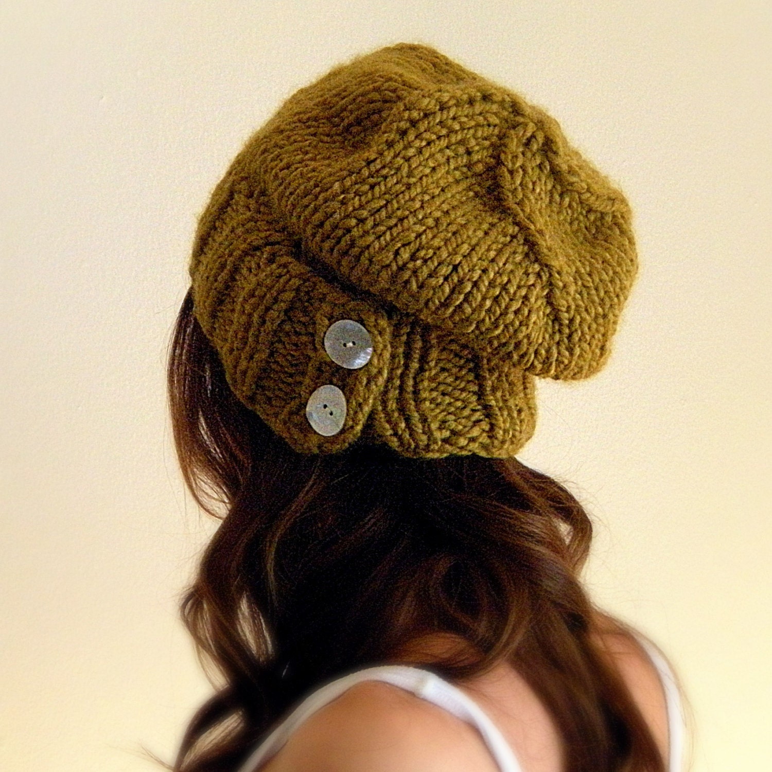 The Salt City. Women's Slouchy unisex chunky knit hat - Citrine
