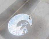 Moon Bunnies Pendant (hammered) Made to Order