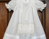 Hand-Smocked Swiss Cotton Batiste Monogram Bishop