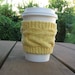 Yellow Cup Cozy, Cable Knit Coffee Sleeve, Tea Cup Cozy, Sunshine Warmth Happiness Love Yellow, Wedding Favor Cotton Yarn