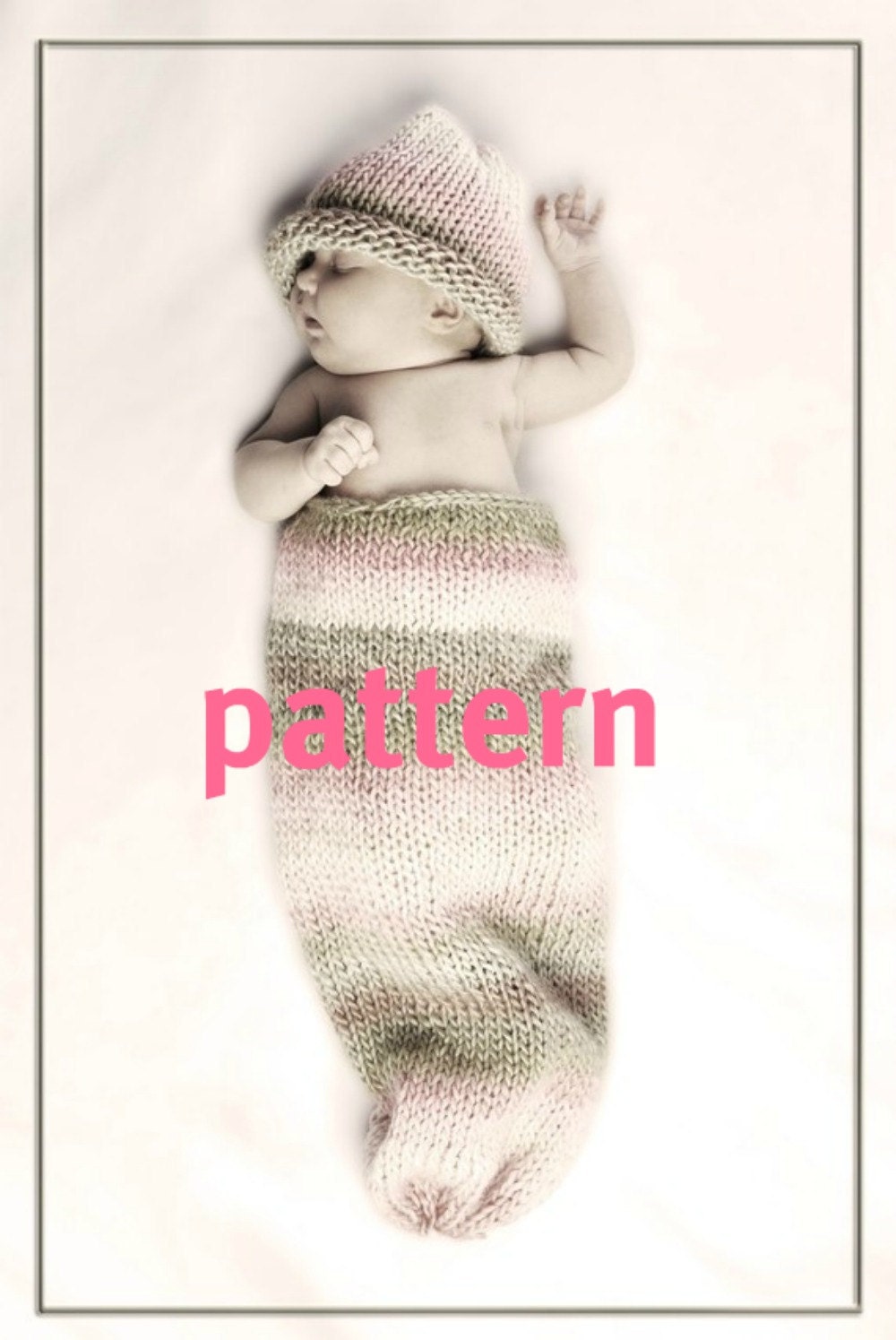 KNITTING PATTERN Baby Cocoon Pod and Hat, Newborn Photography Prop, Sell What You Make, Instant Download