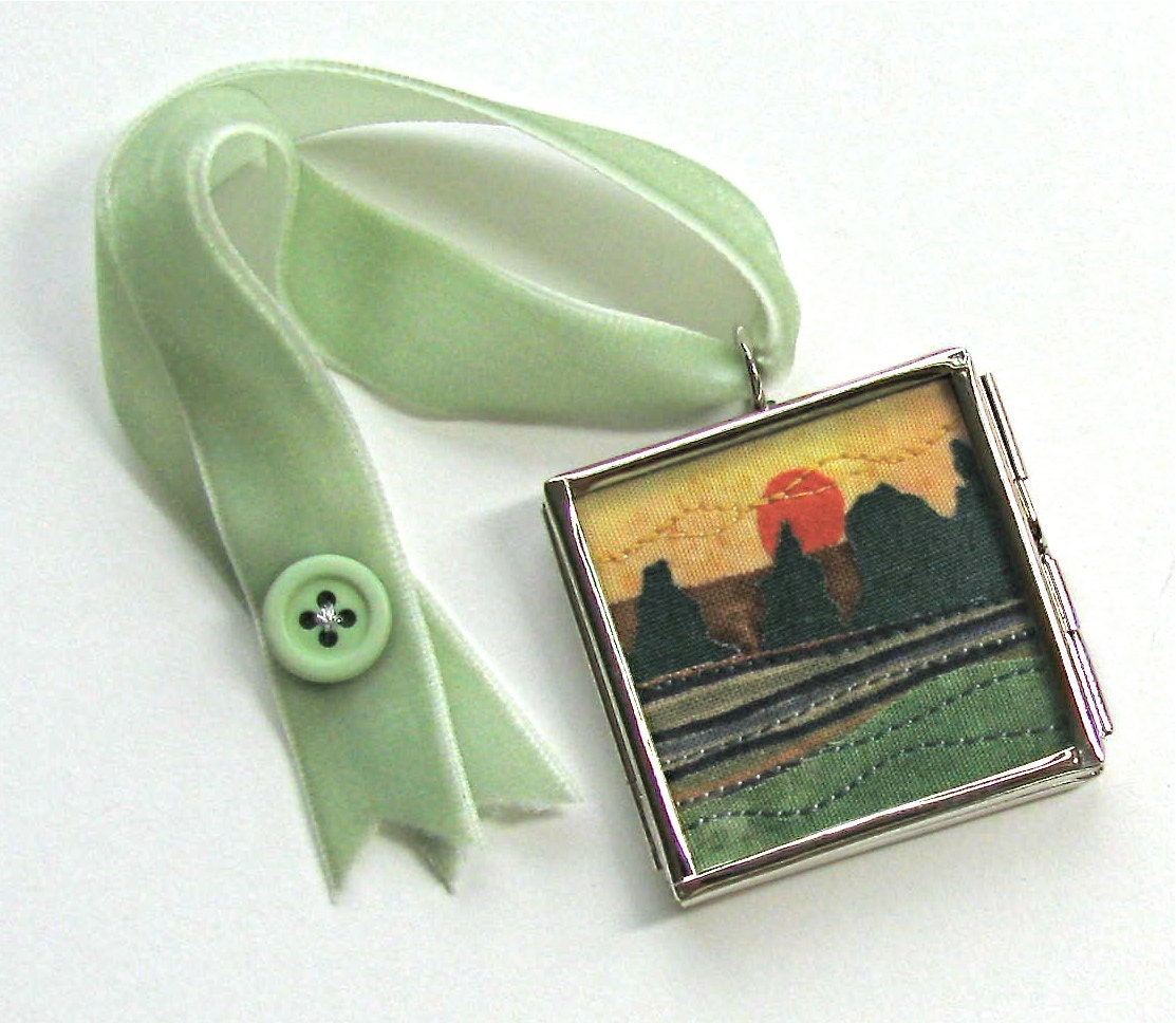 Landscape Fabric Collage Ornament - Quiet Fields