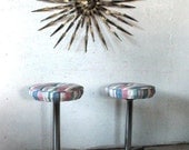 pair Mid Century Aluminum Swivel Stools Chairs   Mid Century Danish Modern Furniture
