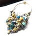 Natural Turquoise Amber Bib Necklace OOAK Macrame Teal Agate Howlite Lapis Lazuli Linen Tapestry