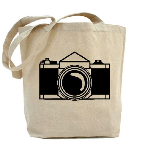 Camera Tote Cotton Canvas Tote Bag by lcdezines on Etsy
