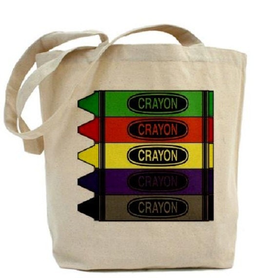 CRAYONS - Cotton Canvas Tote Bag - KIDS - Craft Bag - Gift Bag