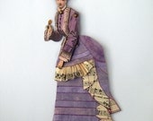 Paper Art Doll,Victorian OOAK Bustle Skirt Vintage Lady Lilac
