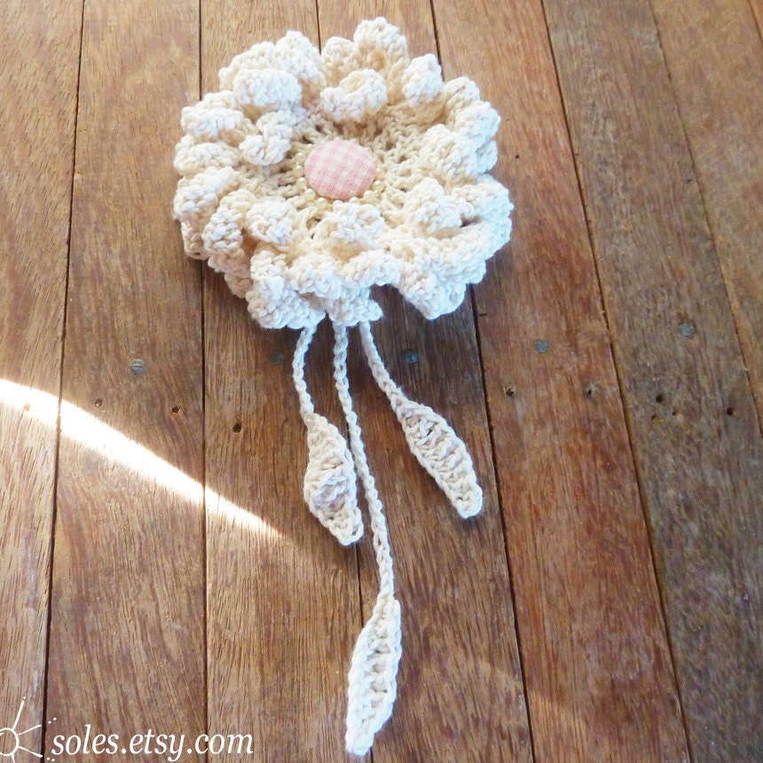 Crochet Pattern Peony Flower, or Sunflower pdf ebook - hair brooch, hat embellishment, shawl pin, accessory - Easy