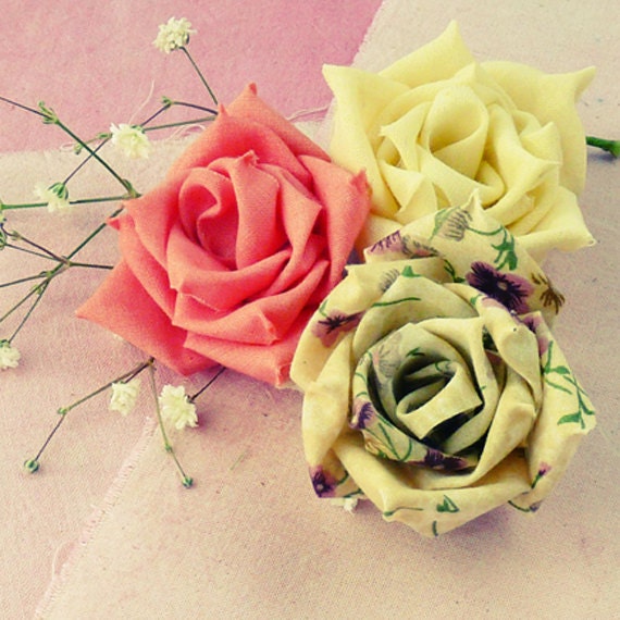fabric flowers tutorial & ribbon flower tutorial - True Love Rose - N0 Sew at all - PDF easy beginner ebook
