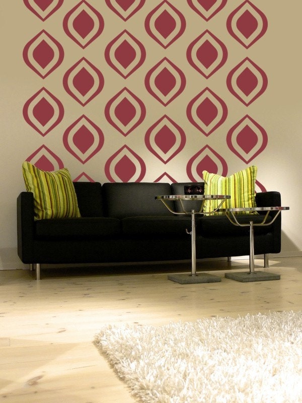 Wall Decal Geometric Abstract Modern Drops  Mural Set Shapes Pattern