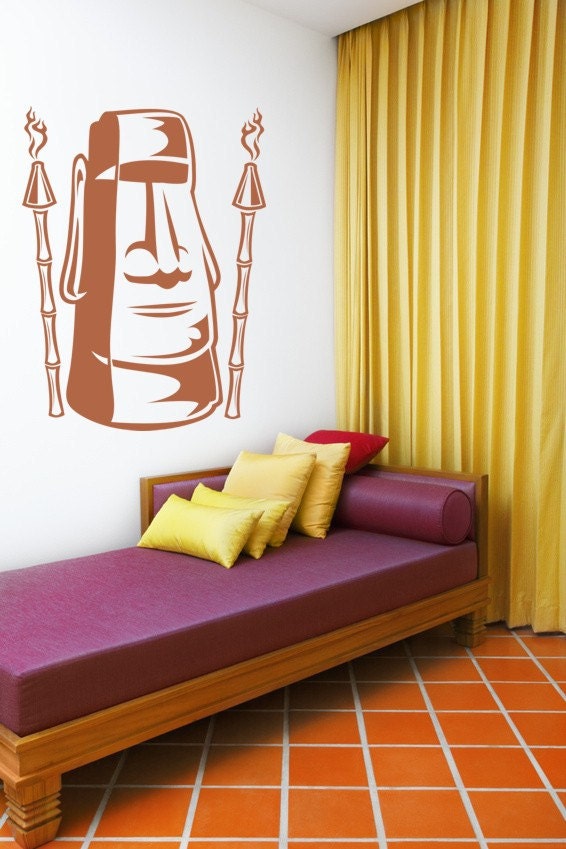 Wall Decal Tiki Wood Carving Torch Nature Natural