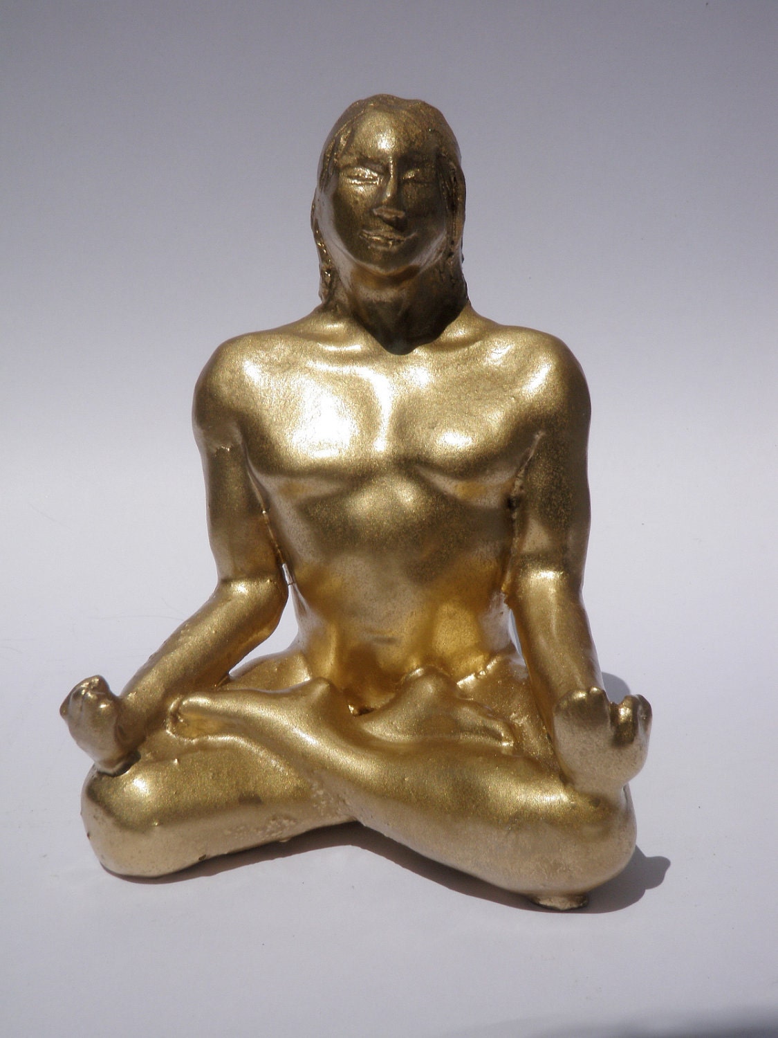 Ceramic Figure Sculpture Golden Yogi Lotus Posture Meditation Yoga Art Buddha