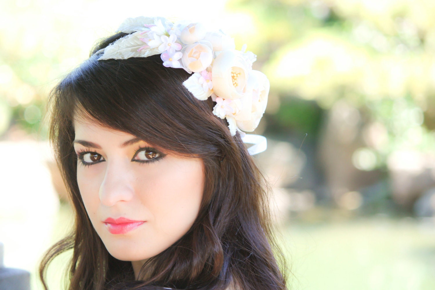 ivory bridal flower hair crown, woodland wedding, ivory flower, milinery flowerwedding hair accessories