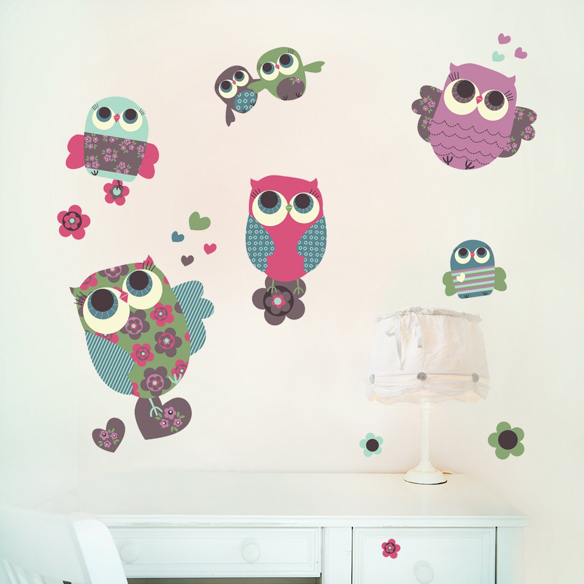 Owls Wall Decals Fabric Wall Stickers (not vinyl) -Medium