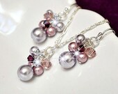 Purple Bridesmaid Jewelry SET, Pearl Bridesmaid Jewellery SET, Purple Bridesmaid Earrings Necklace
