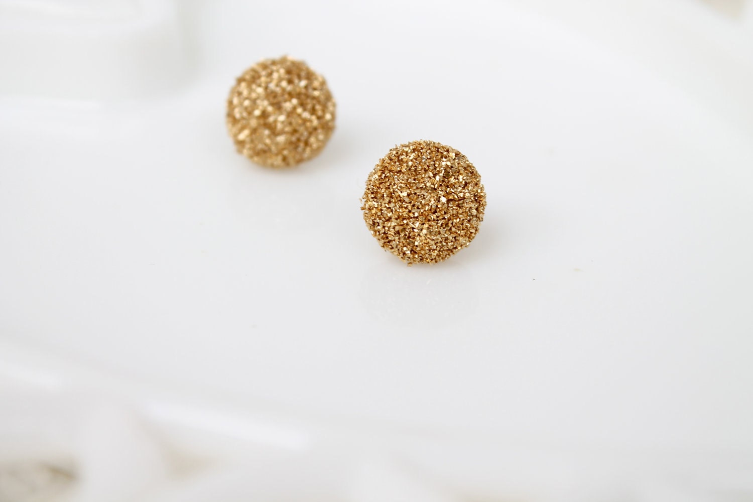 Antique Gold Glitter Studs