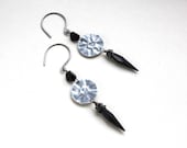 Solaris earrings  - antique french black spike beads - soft grunge - matte faceted - gothic earrings
