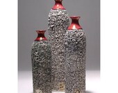Modern Spring home decor Group of 3 Modern Minimalist Stoneware handthrown Textured Bottles, Rustic Handmade Pottery