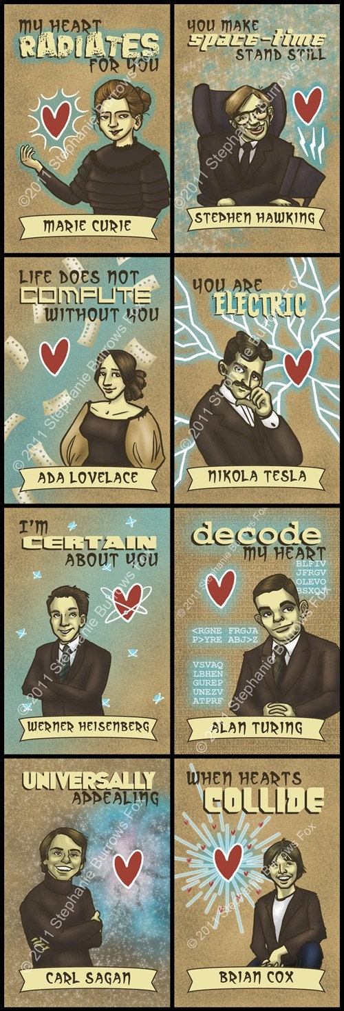 Science Valentines - mini cards - Printable PDF files - SALE
