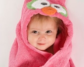 PERSONALIZED Pink Owl Hooded Towel