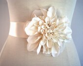 Flower Bridal Sash SWEET DAHLIA Wedding Dress Belts with Pearls