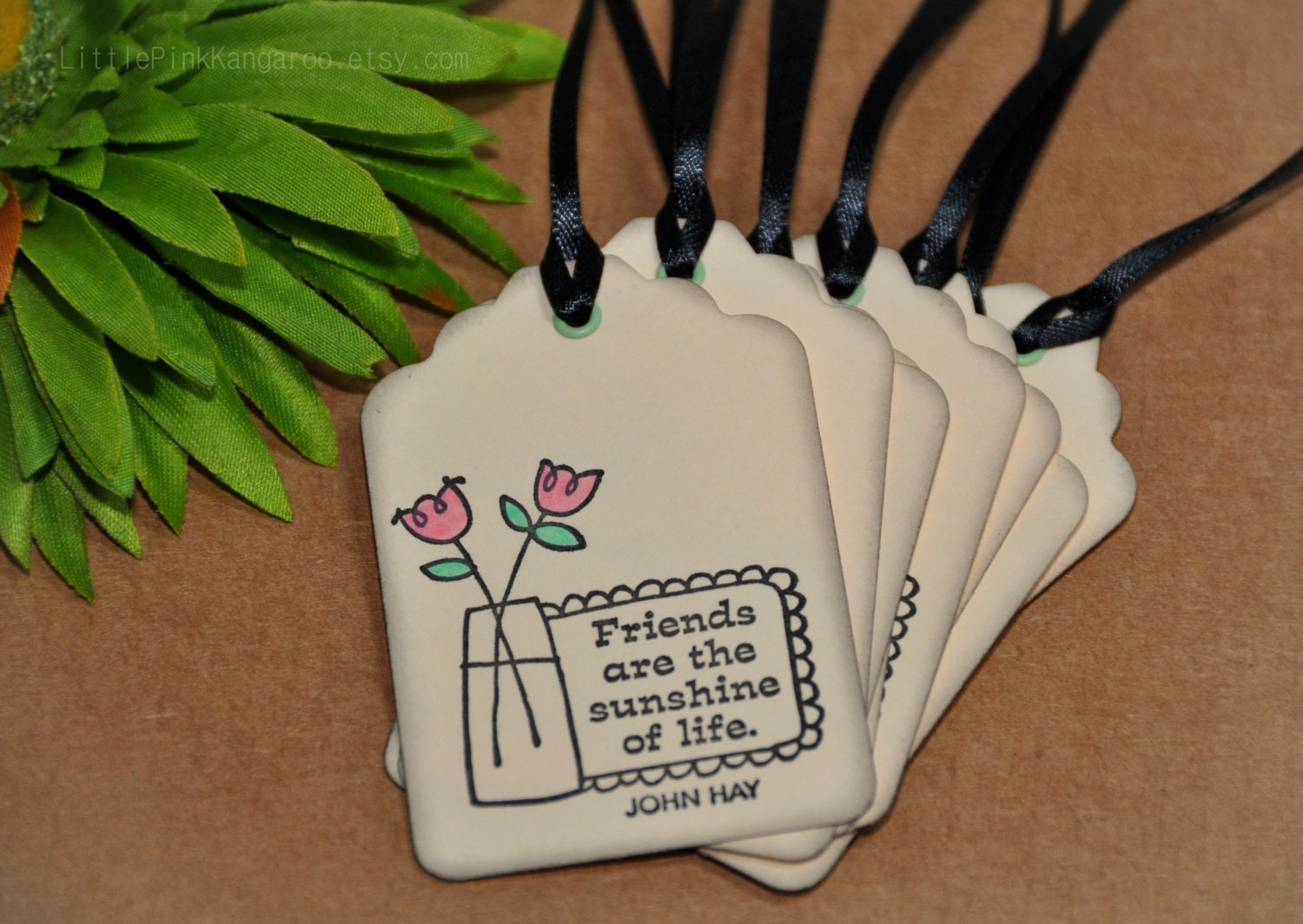 Inspirational quote Friendship Gift Tags  Hand stamped  Hand colored Hand tags Gift tags