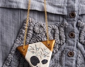 Flowers Golden Geometry Clay Necklace Pendant  - FREE SHIPPING