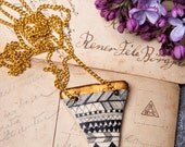 Tribal Geometrical Golden  Pendant Necklace - I Love Geometry - FREE SHIPPING