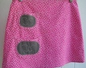 Cat Skirt / Pink Polka Dot Cat Skirt with Pockets - Waist 32