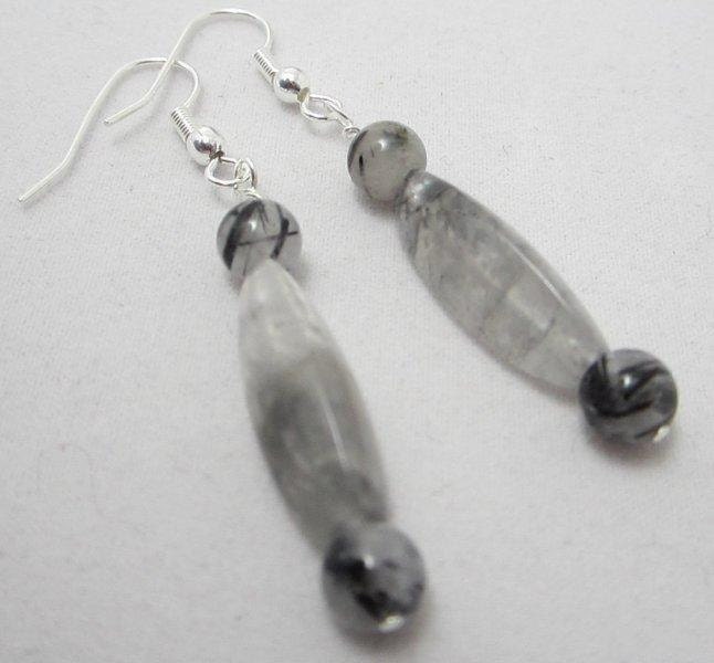 Black, Grey and Translucent Stone Earrings - SALE