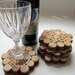 Honeycomb Wine Cork Coaster with Brown Ribbon-Set of Four - Housewarming, Wedding, Hostess, Christmas Gift, Entertaining, Eco Friendly