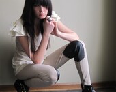 Jodhpur style leggings - country western horseback riding pants, tan stretch spandex - large