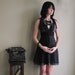 Winter Grey Dress - black silk and vintage style lace, bohemian boho clothing dress - small