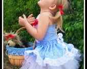 YELLOW BRICK ROAD Wizard of Oz Inspired Dorothy Tutu with Twirl Skirt, Corseted Top & Hairbow Clippies